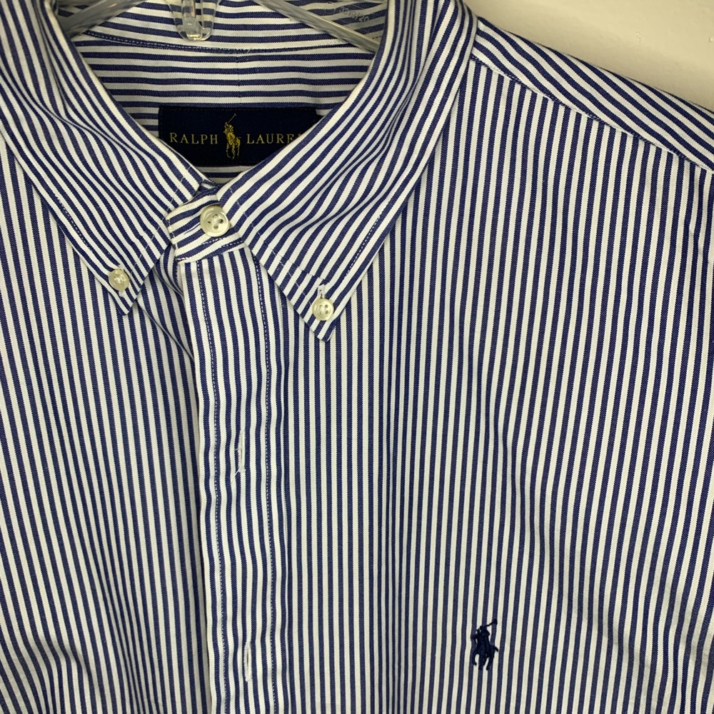 Polo by Ralph Lauren long sleeve button down men’s 17.5 x 44 white/blue stripe
